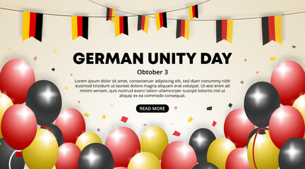 German unity day background with balloons and flags decoration