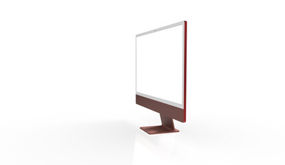 Realistic flat screen computer monitor 3de style mockup with blank screen isolated 3d