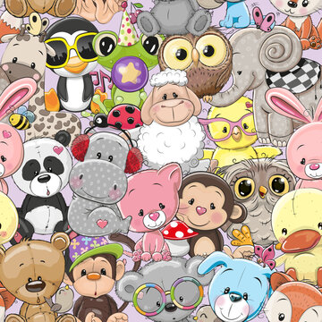Pattern with Cute Cartoon Animals