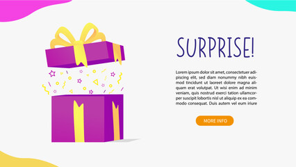 Gift boxes, vector illustration. Flat design, Banner Web