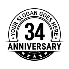 34 years anniversary logo design template. Vector illustration