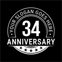Obraz premium 34 years anniversary logo design template. Vector illustration
