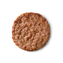 Fried veal cutlet on a white background. View from above