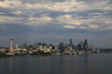 Fototapeta na wymiar Seattle Washington downtown city skyline on the Puget Sound waterway