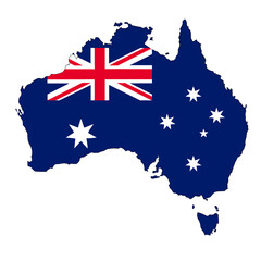 Australia flag in map shape illustration