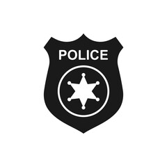 Police badge. Cop icon flat style isolated on white background. Vector illustration