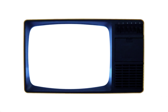Retro old TV with frame screen and background isolated