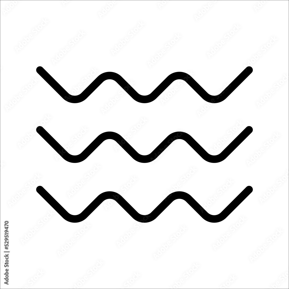 Poster Sea, ocean waves vector illustration simple flat line, icon, symbol set