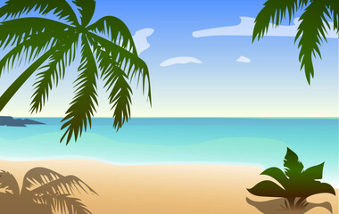 Fototapeta na wymiar Palm tree on the beach