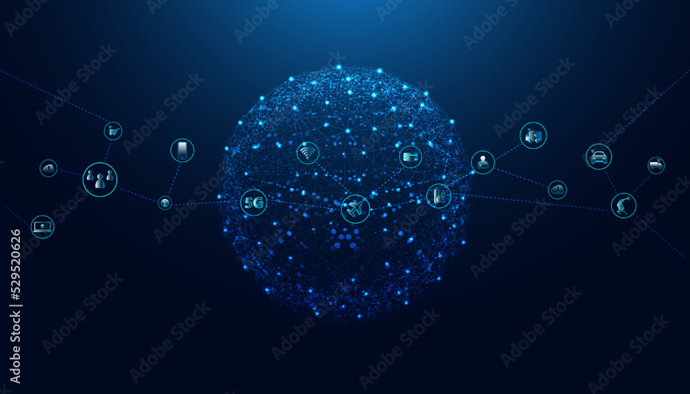 Poster abstract internet of things concept iot internet of things communication network innovation technolo