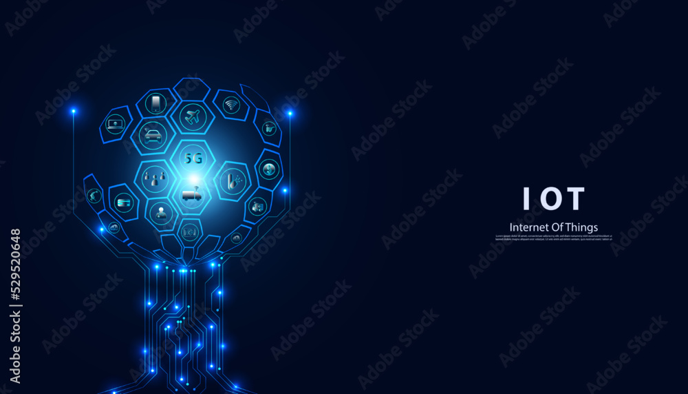 Poster abstract internet of things concept iot internet of things communication network innovation technolo