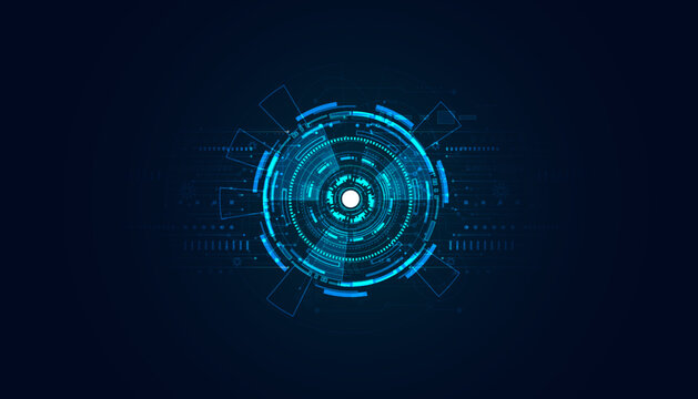 abstract technology ui futuristic concept hud interface hologram elements of digital data chart, communication, computing and circle percent vitality innovation on hi tech future design background