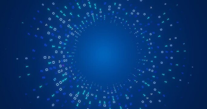 movement of numbers in a circle. Digital background. Looped animation.