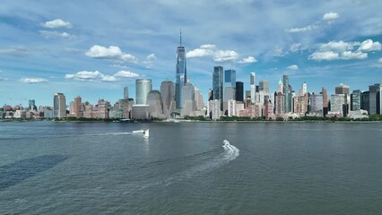 Aerial of Lower Manhattan in Summer