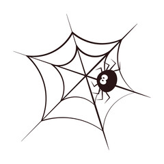Vector Halloween illustration with silhouette spider and web. Use for event invitation,discount voucher,advertising,greeting card,logo,packaging,textile,web