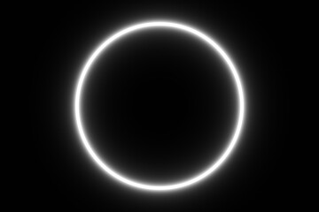 White glowing circle on a black empty background