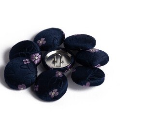 blue fabric buttons