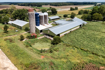 dairy farm barns and silos