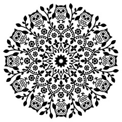 Mandala Owls Floral design