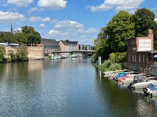 Obraz premium Kassel, Fulda, Documenta, Schlagdt, Kurbad, Strandbad, Hessen, Zissel, Ufer , Fluss, Kurhessen, Nordhessen 