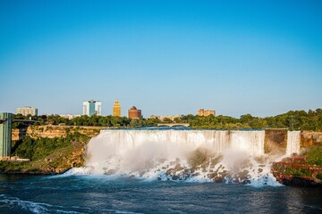 Panoramic view of Niagara Falls on Canada and the USA border