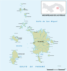 Vector map of the panamese archipelago pearl islands in the gulf of panama