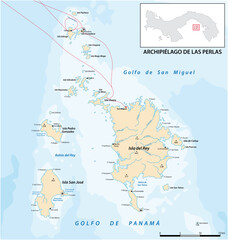 Vector map of the panamese archipelago pearl islands in the gulf of panama