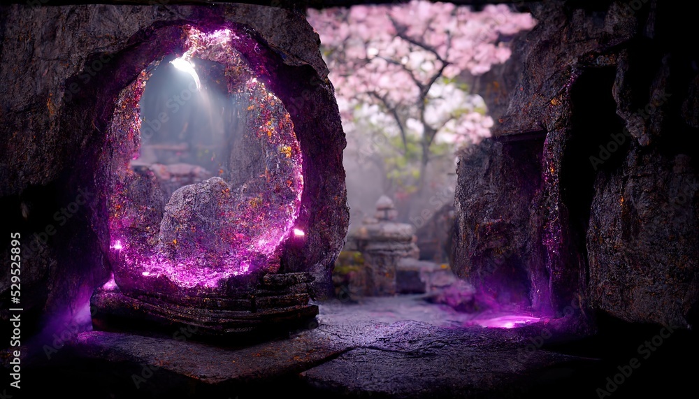 Poster the chemical corrodes the structure of the stone in the garden. 3d rendering