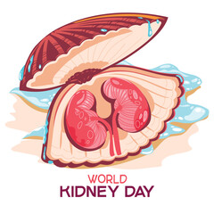 Kidney on the heart with people for world kidney day concept vector illustration