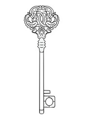 Key vintage Baroque illustration isolated on white background.	