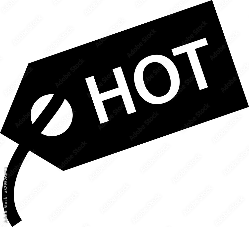 Poster isolated icon of a tag with the word hot. concept of popularity and new release.