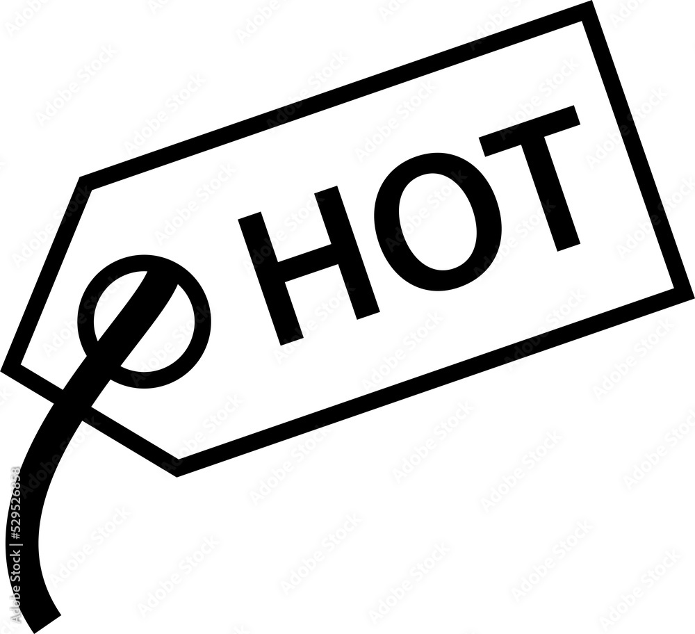 Poster isolated icon of a tag with the word hot. concept of popularity and new release.