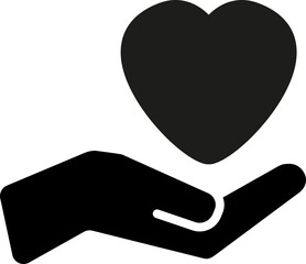 Isolated icon of hand holding a heart. Concept of love and health care. 