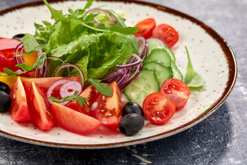 fresh salad on the dark background