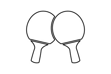 ping pong racket icon. Two crossed ping pong rackets. Table tennis black and white line icon