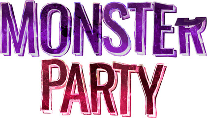 Typographic design with a grungy paper craft look, saying monster party. Invitation or poster header