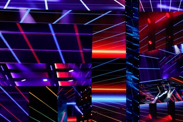 Futuristic Abstract Background with Colorful Laser Light Patterns 