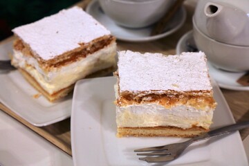 Kremowka or napoleonka cake in Poland