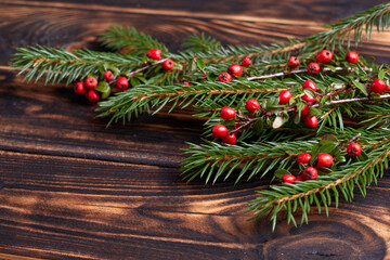 Christmas decoration with ball and fir branches