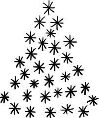 Set of christmas tree doodle illustration Hand drawn Sketch line vector