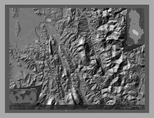 Berat, Albania. Bilevel. Labelled points of cities