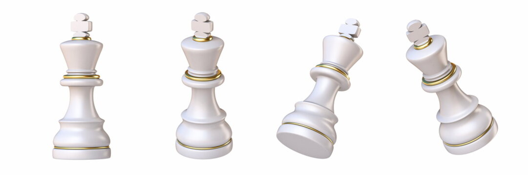 White chess King in four different angled views 3D