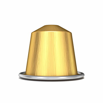Golden coffee capsule Front view 3D