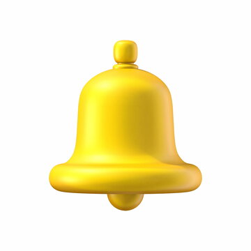 Yellow notification bell Front view 3D