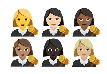 Judge emoji set vector illustration