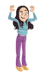 Fun illustration of a teenage girl giving a scare