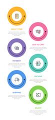 Vertical infographic design with icons and 6 options or steps. Thin line. Infographics business concept. Can be used for info graphics, flow charts, presentations, mobile web sites, printed materials.