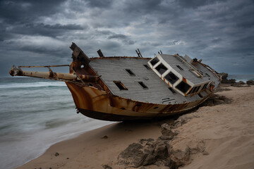 shipwreck on the coast