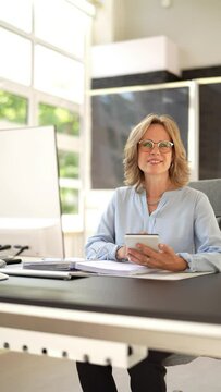 Business Invoice Tax Management. Accountant Using Monitor