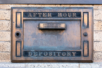 After hours bank drop box vintage deposit